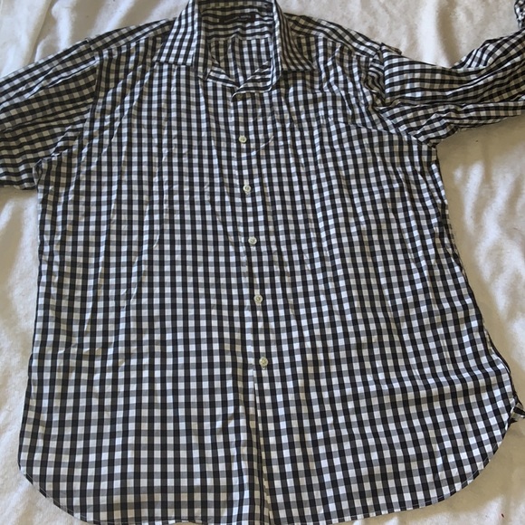 Michael Kors, men’s black and white gingham button down shirt, 17/32–33 - Picture 2 of 9